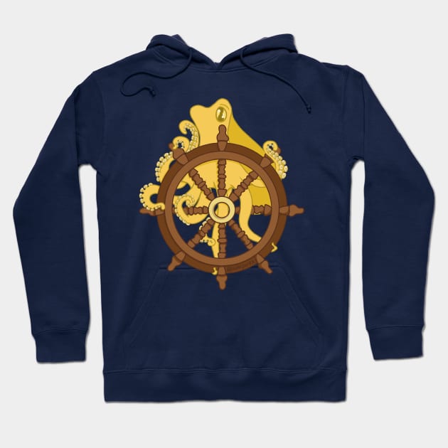 Yellow Ocopus and Ship Wheel Hoodie by Pastel.Punkk